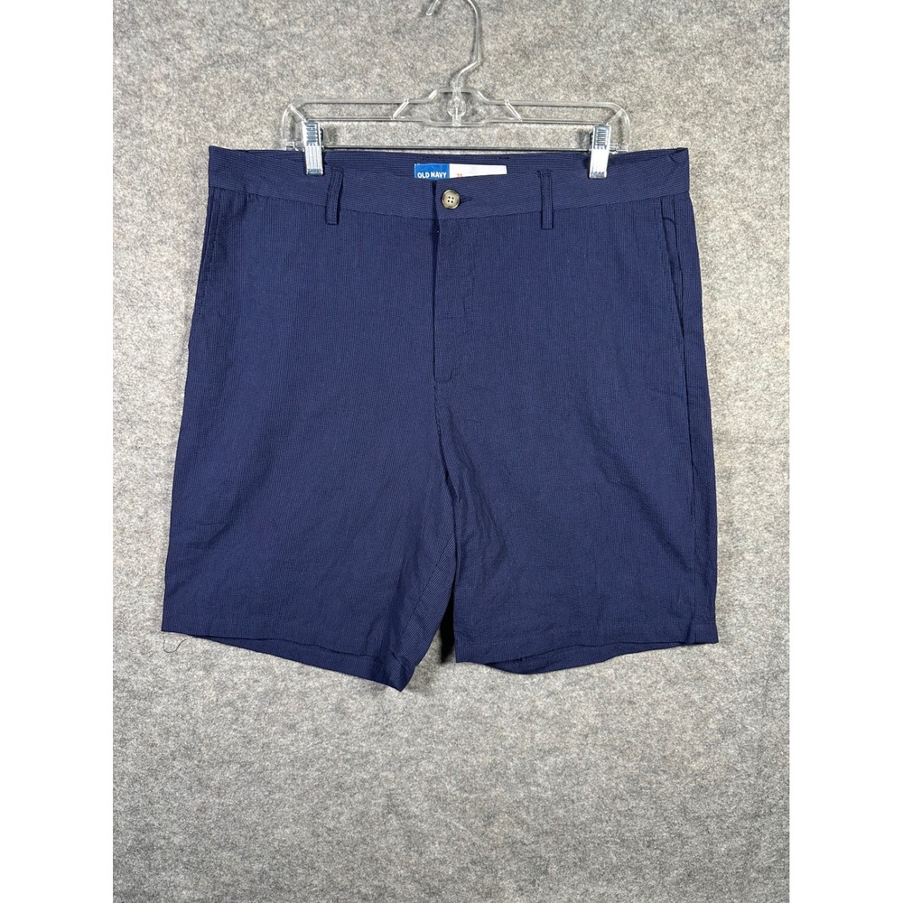 Old Navy Mens 38 Navy Blue‎ Seersucker Casual Chino Shorts 9" Inseam